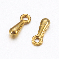 Oro Charms de aleación, caída del extensor de cadena, lágrima, dorado, 7x2.5x2 mm, agujero: 1 mm