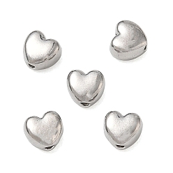 Stainless Steel Color 304 Stainless Steel Beads, Heart, Stainless Steel Color, 4x4x3mm, Hole: 0.8mm