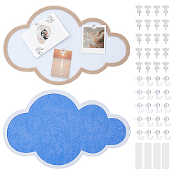 (52) Непрозрачная лаванда 2шт. 2 цвета фетровая доска объявлений в виде облака, с 50шт. пластиковыми кнопками, 1Пакет пластиковых и металлических булавок, крючков и 2Пары тканевых липких лент, разноцветные, 250x403x10 мм