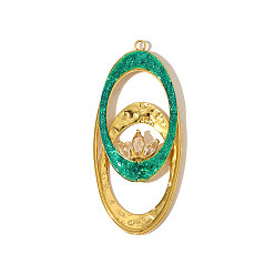 Светлый Морско-зеленый 304 нержавеющей стальной эмали подвески, овальные подвески с хрустальными стразами, реальный 18 k позолоченный, ионное покрытие (ip), светло-зеленый, 39x17 мм