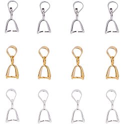 Mixed Color Brass Ice Pick Pinch Bails, Mixed Color, 15x5mmm, Hole: 3mm, Pin: 0.8mm,  120pcs/box