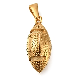 Золотой Ионное покрытие (ip) 304 подвески из нержавеющей стали, регби прелести, золотые, 24.5x11.5x11 мм, отверстие : 7 мм