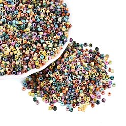 Couleur Mélangete Perles de verre cylindriques opaques de Picasso, trou rond, couleur mixte, 2.5x1.5mm, Trou: 1.2~1.4mm, environ 30000 pcs / livre