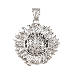 Нержавеющая Сталь Цвет 304 подвески из нержавеющей стали, подсолнечник, цвет нержавеющей стали, 39.5x36x6.8 мм, отверстие : 4.8x6.5 мм