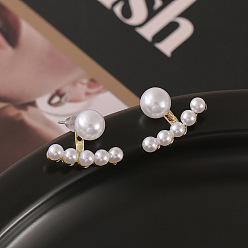 Золотой Серьги-гвоздики из пластика с имитацией жемчуга и кисточками, арка, золотые, 16x20 мм