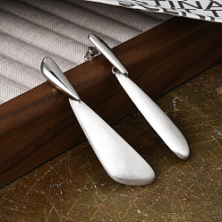 Серебро Серьги-гвоздики из латуни для женщин в форме каплевидной формы, серебряные, 65x14 мм