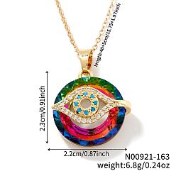 Разноцветный Латунные ожерелья со стеклянными подвесками от сглаза, с четким кубического циркония, винтажные счастливые ожерелья для ежедневного ношения, золотые, красочный, 15.75 дюйм (40 см)