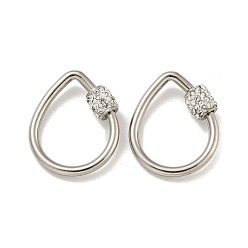 Teardrop 304 Брелоки карабин винтовые с замком из нержавеющей стали, для изготовления ожерелий, быстрые ссылки, с полимерной глиной горный хрусталь, слеза, 21x17.5x2 мм