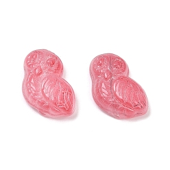 Индийский Красный Прозрачные стеклянные бусины, сова, спекающийся лак, Индийская красная, 18x14.5x6.5 мм, отверстие : 1.2 мм