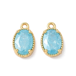 Синий Латунные подвески из измельченного льда с кубическим цирконием, овальные амулеты, без никеля , реальный 18 k позолоченный, синие, 10x6.5x3.5 мм, отверстие : 0.9 мм