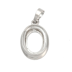 Платина Сеттинги для кулона (кабошонов), латунь , настройки открытой спины, овальные, платина, 25.5x16.5x4.5 мм, отверстие : 8x5 мм, лоток : 18.5 мм