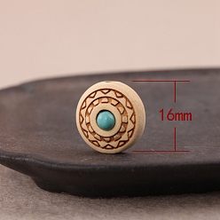Weizen Pappelholzperlen, mit synthetischen Türkis, Weizen, 16x10 mm