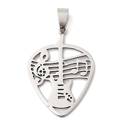 Нержавеющая Сталь Цвет 201 подвески из нержавеющей стали, гитарный шарм, лазерная резка, цвет нержавеющей стали, 36.5x26.5x1.5 мм, отверстие : 8x4 мм