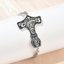 Нержавеющая Сталь Цвет 304 из нержавеющей стали эмаль ссылка браслеты, браслеты-цепочки для мужчин, форма молотка, цвет нержавеющей стали, 7-1/8 дюйм (18.2 см)