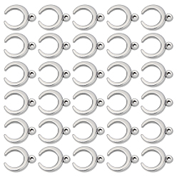 Нержавеющая Сталь Цвет 30 шт. 304 подвески из нержавеющей стали, двойной рог / полумесяц, цвет нержавеющей стали, 9x8x2 мм, отверстие : 0.7 мм, 30 шт