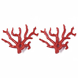 Красный Акриловые подвески, Стиль имитация драгоценных камней, половину отверстия, бол, красные, 90x105x14~17 мм, отверстие : 0.9 мм