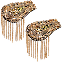 Золотой Кисточка из железной цепочки-капли с эполетами из стразов, наплечные значки, золотые, 180x63x10.5 мм, булавка: 20 mm в диаметре