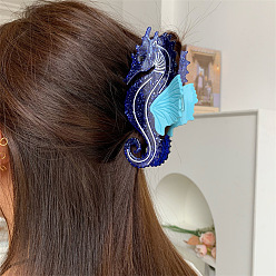 Светло-Голубой Заколки для волос с когтями из ацетата целлюлозы (смола), морской конек, Небесно-голубой, 125x61.5x44 мм