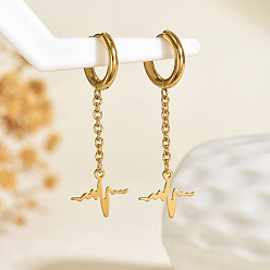 Другие Серьги из 201 нержавеющей стали, реальный 18 k позолоченный, пульс сердцебиения, 45 мм