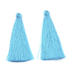 Темно-Голубой Нейлон кисточкой большие украшения кулон, глубокое синее небо, 65~70x8~10 мм