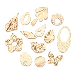 Настоящее золото 18K Латунные ассорти фурнитура, без кадмия, без никеля и без свинца, серия слайсов, реальный 18 k позолоченный, 19~48.5x13~28.5x0.5~2 мм, отверстие : 1~1.8 мм.