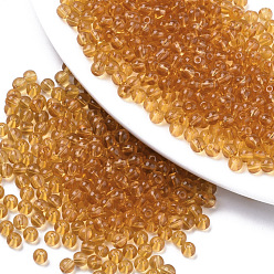 Золотистый 6/0 прозрачное стекло бисер, круглые, золотые, 4x3 мм, отверстие : 1 мм, около 4500 шт / упаковка