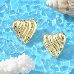 Золотой Латунные серьги-гвоздики для женщин, сердце, золотые, 24x24.5 мм