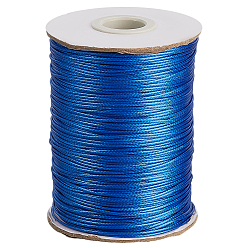 Королевский синий 1 рулон экологичного корейского вощеного полиэфирного шнура, макраме ремесленная нить для изготовления ювелирных изделий, круглые, королевский синий, 1 мм, около 169.51~174.98 ярдов (155~160 м) / рулон