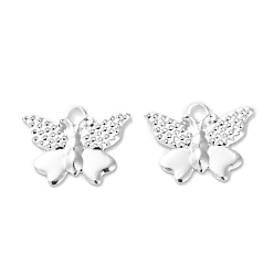 Посеребрённый Латунь прелести, без кадмия и без свинца, бабочки прелести, 925 серебро покрытием, 7.5x9.5x0.8 мм, отверстие : 1 мм