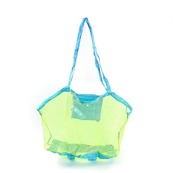Sky Blue Portable Nylon Mesh Grocery Bags, for School Travel Daily Beach Bags Fits, Sky Blue, 78cm