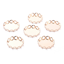 Розовое Золото 304 Настройки нержавеющей стали кабошон, кружева края ободок чашки, плоско-круглые, розовое золото , 16x3 мм лоток: 15 мм