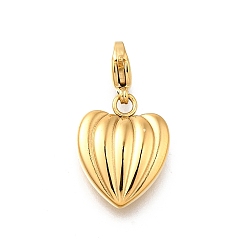 Настоящее золото 14K Сердце 304 подвесные украшения из нержавеющей стали, ионное покрытие (ip), с застежкой омар коготь, реальный 14 k позолоченный, 18x14x5.5 мм