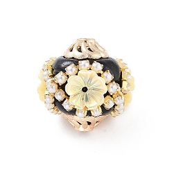 Светлый Золото-желтый Индонезийские бусины ручной работы, со сплавом, смола и АБС-пластик, бикон с цветком, золотые, светлый золотарник желтый, 18.5x17.5 мм, отверстие : 1.7 мм