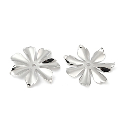 Платина Шапочки и конусы для бусин, латунные, цветок, платина, 25.5x26.5x2 мм, отверстие : 1.8 мм