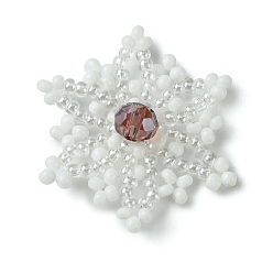 Розово-Коричневый Рождественские бусины бисерные подвески, подвески в виде снежинок, розово-коричневый, 29x28x6 мм