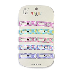 Rectangle 10 шт. 5 цвета, узор в клетку, эпоксидная смола, заколка для волос, с железным зажимом, аксессуары для волос для девочек, прямоугольные, 14x49x3 мм, 2 шт / цвет