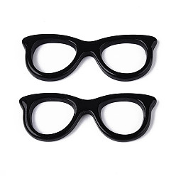 Черный Подвески из непрозрачной смолы, ссылки на очки, чёрные, 16x44~44.5x3.5 мм, отверстие : 14x11.5 мм