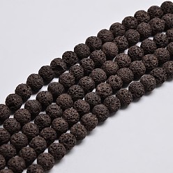 Mixed Color Natural Lava Rock Round Bead Strands, Dyed, Mixed Color, 6mm, Hole: 1mm, about 63pcs/strand, 15.7 inch