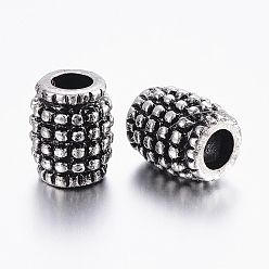 Античное Серебро 304 из нержавеющей стали европейские шарики, бусины с большим отверстием, античное серебро, 12x10 мм, отверстие : 4 мм