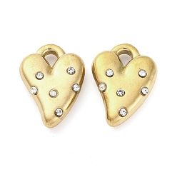 Сердце 304 прелести нержавеющей стали, с кристально горный хрусталь, золотые, сердце, 14x10x3.5 мм, отверстие : 2x1.5 мм
