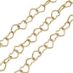 Настоящее золото 18K 304 ссылка цепи из нержавеющей стали сердце, ионное покрытие (ip), несварные, с катушкой, реальный 18 k позолоченный, 8x6.5x0.8 мм