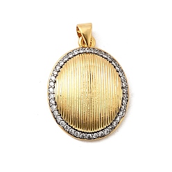 Oval Латунные микро проложить кубического циркония подвески, стойки покрытие, долговечный, без свинца и без кадмия, реальный 18 k позолоченный, овальные, 24.5x18.5x5 мм, отверстие : 4.5x3.5 мм