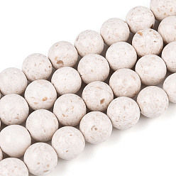 (404) Непрозрачное AB Кислое яблоко Крашеные бисер пряди природного ископаемого, круглые, цветочный белый, 8~8.5x8 мм, отверстие : 1 мм, около 50 шт / нитка, 15.94'' (40.5 см)