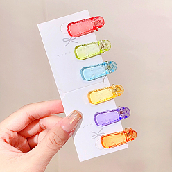 Rectangle 6прозрачные пластиковые заколки из кожи аллигатора карамельного цвета, модные детские аксессуары для волос для девочек, разноцветные, прямоугольник, 40 мм