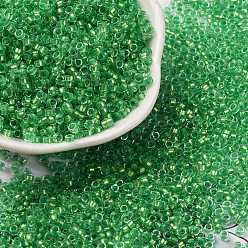 Зеленый лайм Стеклянные цилиндрические бусины, бисер, внутри цветов, круглое отверстие, зеленый лайм, 2.4~2.7x1.5~1.8 мм, отверстие : 1.2 мм, Около 20000 шт / фунт