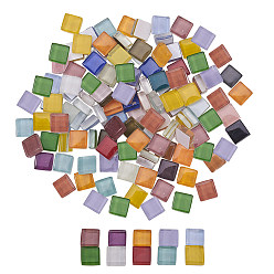 Couleur Mélangete Cabochons en verre, carrée, couleur mixte, 9.5~10x9.5~10x4mm