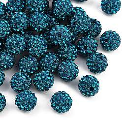 Синий Циркон Pave disco бусины, Бусины со стразами, полимерная глина , класс А, синий циркон, С. 13 (1.9~2 мм), 10 мм, отверстие : 1 мм