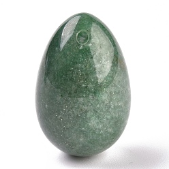 Green Aventurine Natural Green Aventurine Pendants, Easter Egg Stone, 31x20x20mm, Hole: 2mm