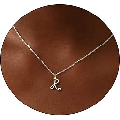 Letter R Модные латунные ожерелья с подвеской в виде сердца для женщин, платина, Буква R, 16.54 дюйм (42 см)