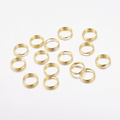 Golden Iron Split Rings, Double Loops Jump Rings, Cadmium Free & Lead Free, Golden, 7x1.4mm, about 6.3mm inner diameter, about 12000pcs/1000g
